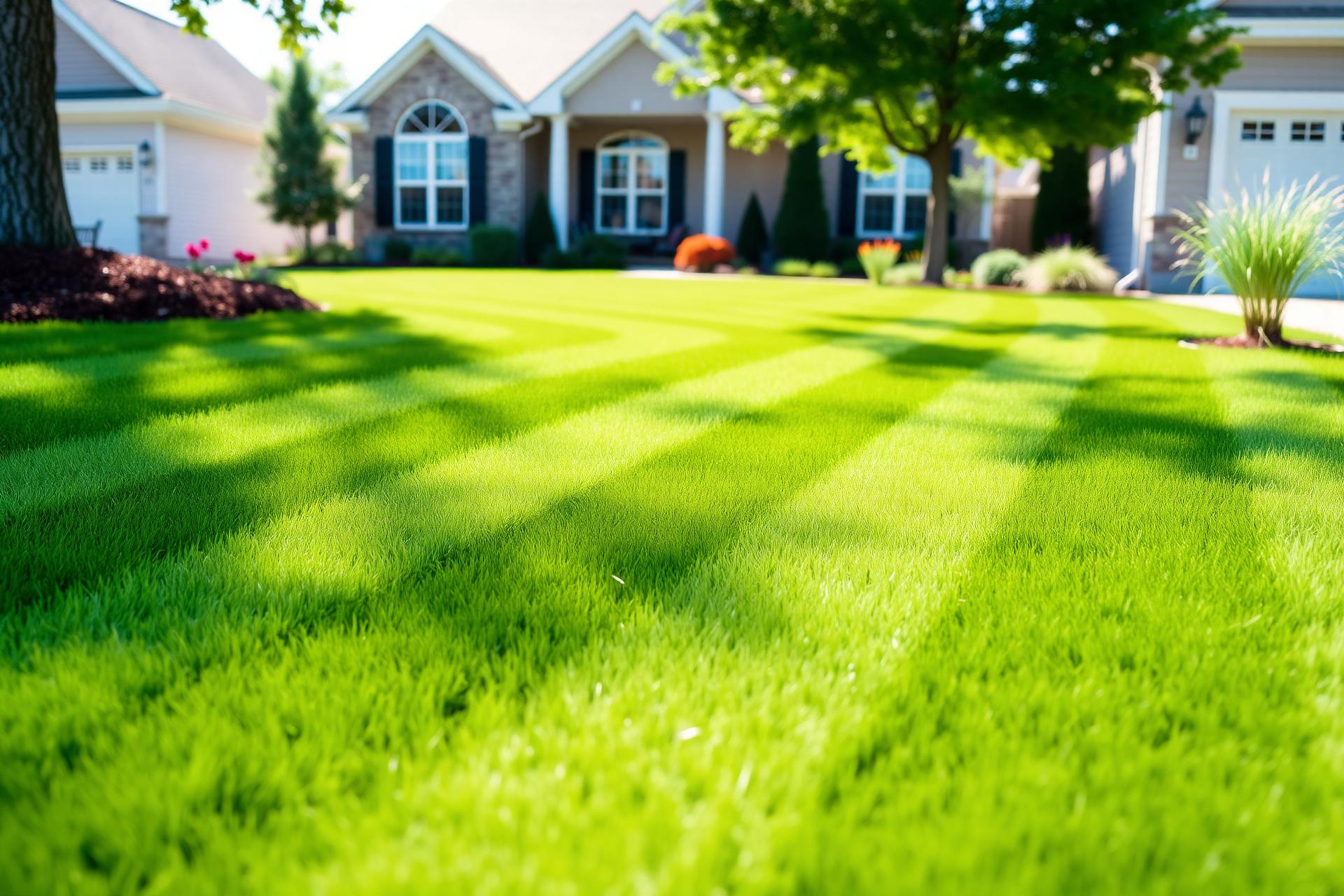 Freshly mowed green lawn